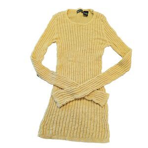 MODA INTERNATIONAL ribbed cotton tunic sweater size M indie twee mustard